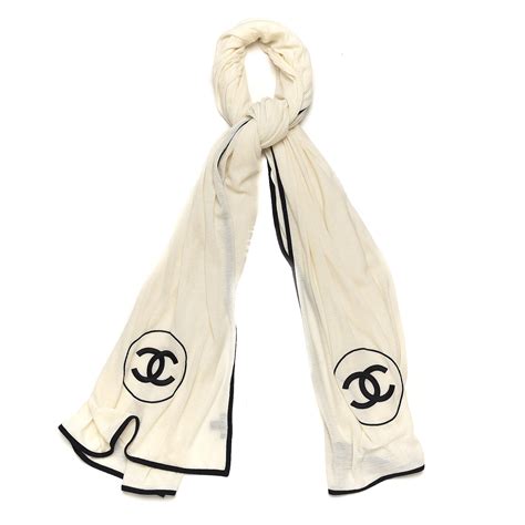 chanel scarfblack and white|Chanel cashmere stole.